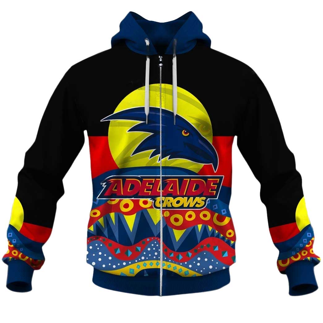 Afl Adelaide Crows Dinky Di Lover Aboriginal Flag X Indigenous Zip Up Hoodie