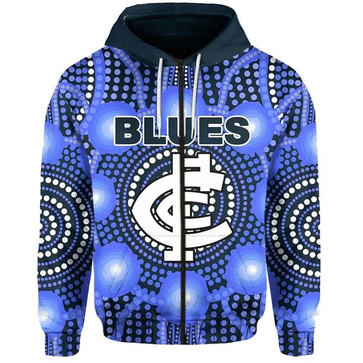 Afl Carlton Blues Bright Indigenous Zip Up Hoodie