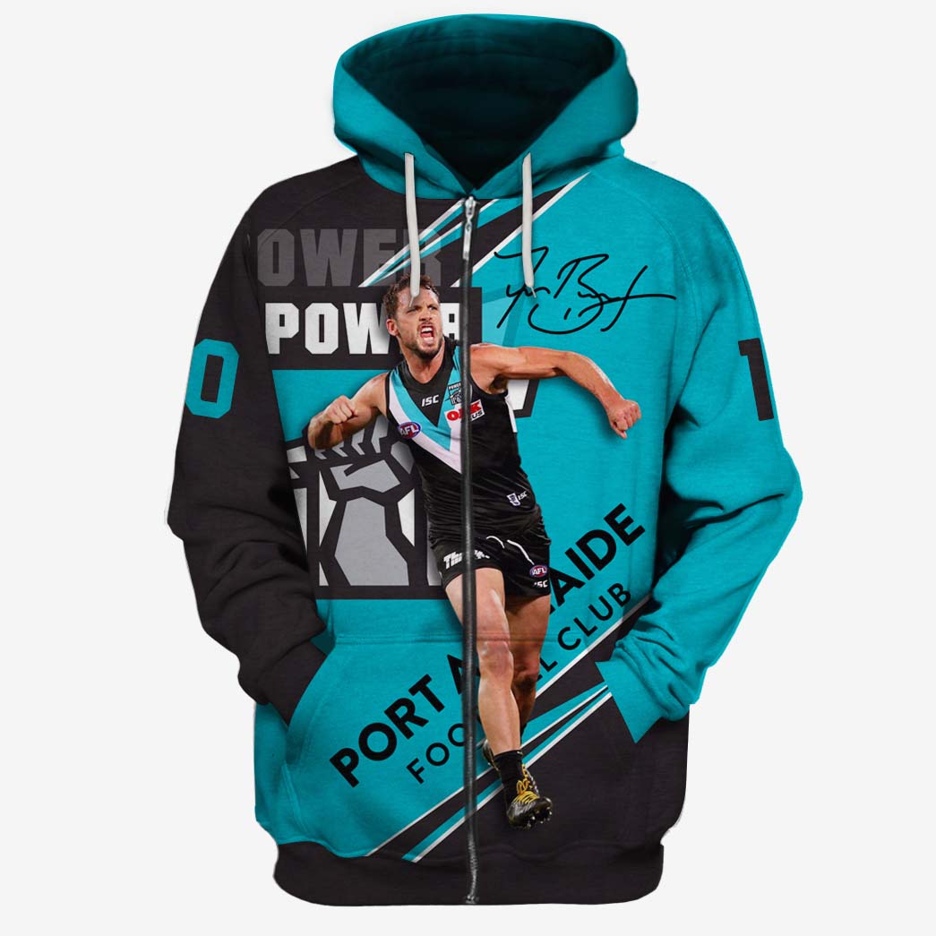 Afl Port Adelaide Travis Boak Zip Up Hoodie