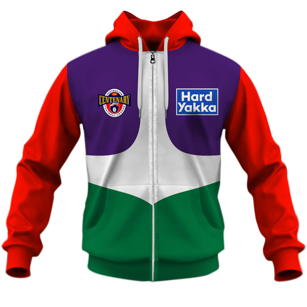 Afl Fremantle Dockers Custom Name Number 1995 Vintage Guernsey Zip Up Hoodie