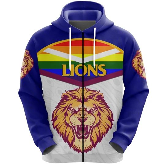 Afl Brisbane Lions Rainbow Zip Up Hoodie