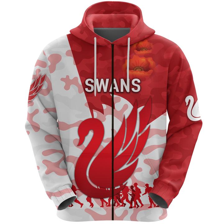 Afl Sydney Swans Anzac Day Zip Up Hoodie