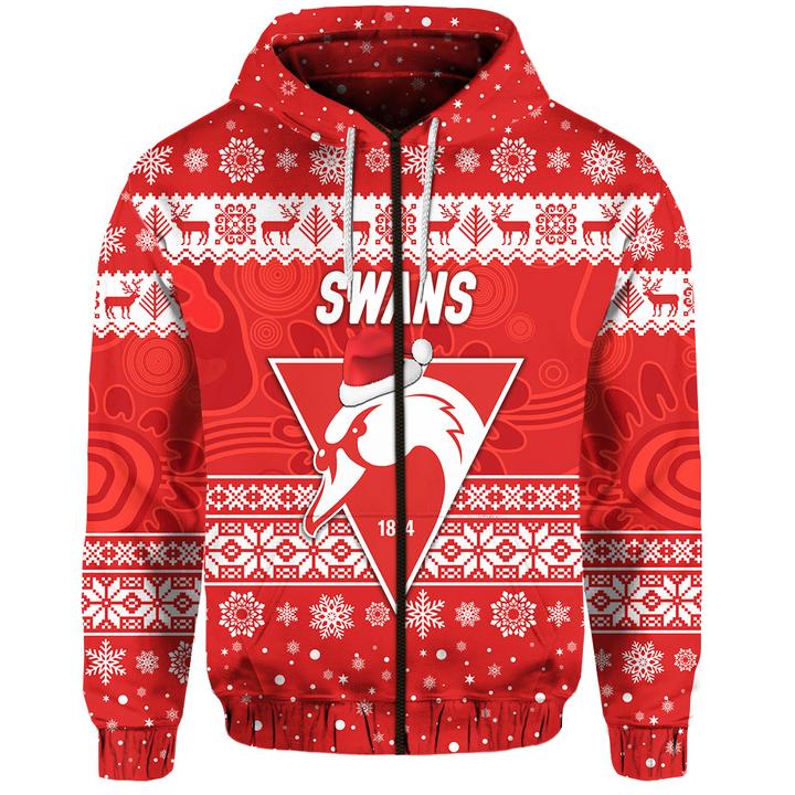 Afl Sydney Swans Christmas Simple Style Zip Up Hoodie