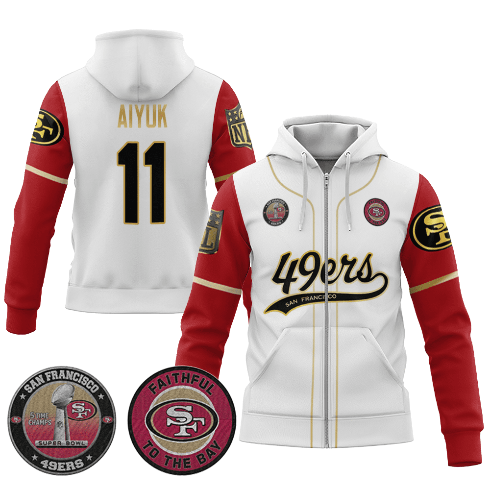 Brandon Aiyuk 11 49Ers Flex Base Gold Zip Hoodie Color