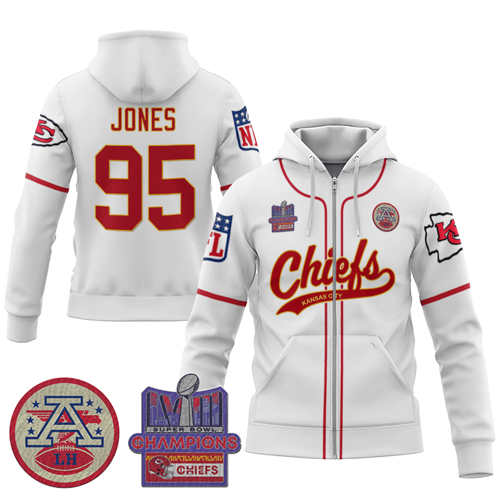 Chris Jones 95 Chiefs Super Bowl Lviii Champion Classic Zip Hoodie
