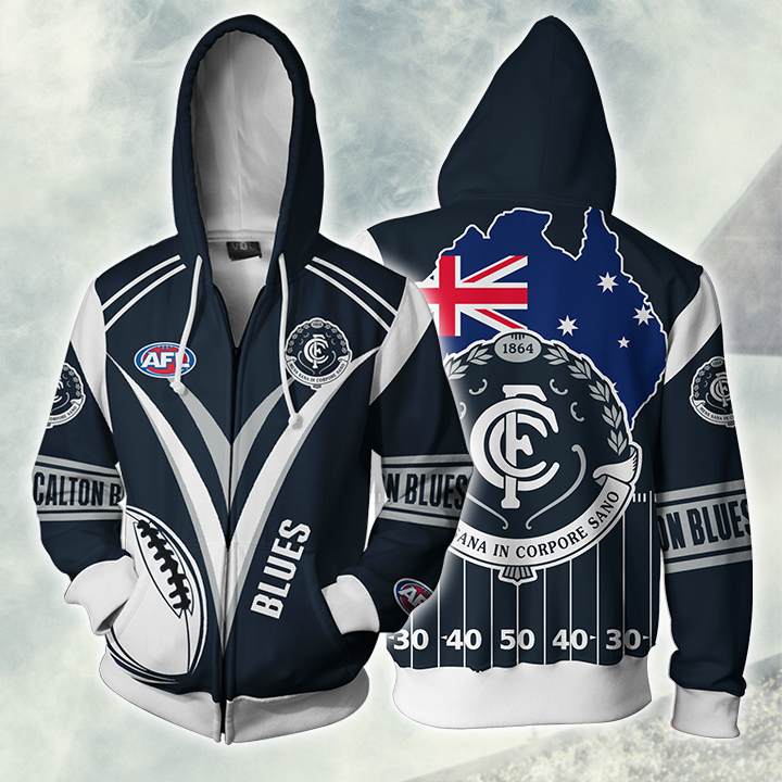 Carlton Football Club Afl Zip Hoodie Jacket