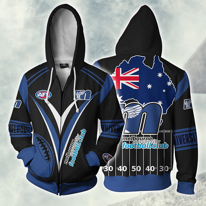 Melbourne University Football Club Football Club Afl Full Zip Up Hoodie Jacket