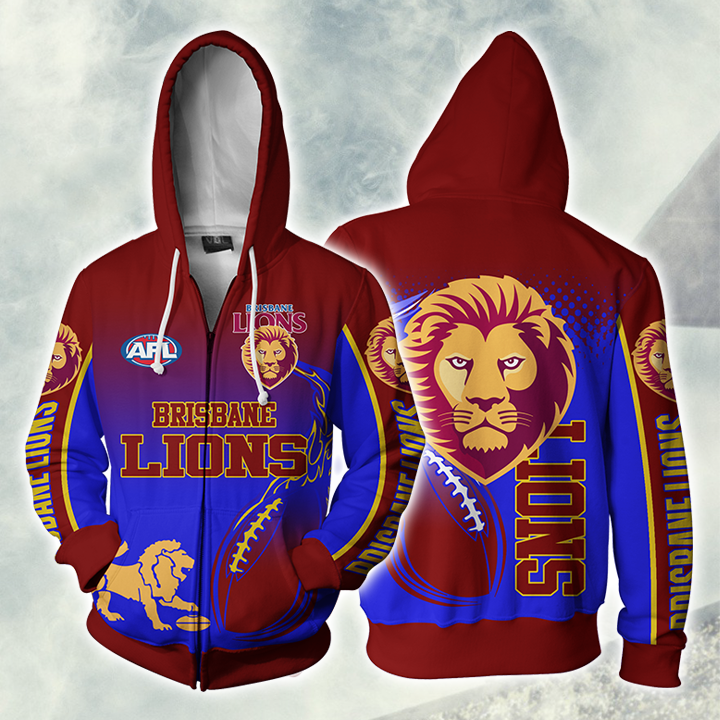 Brisbane Lions Afl Zip Hoodie Jacket