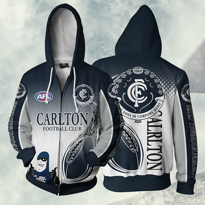 Carlton Football Club Afl Full Zip Up Hoodie Jacket
