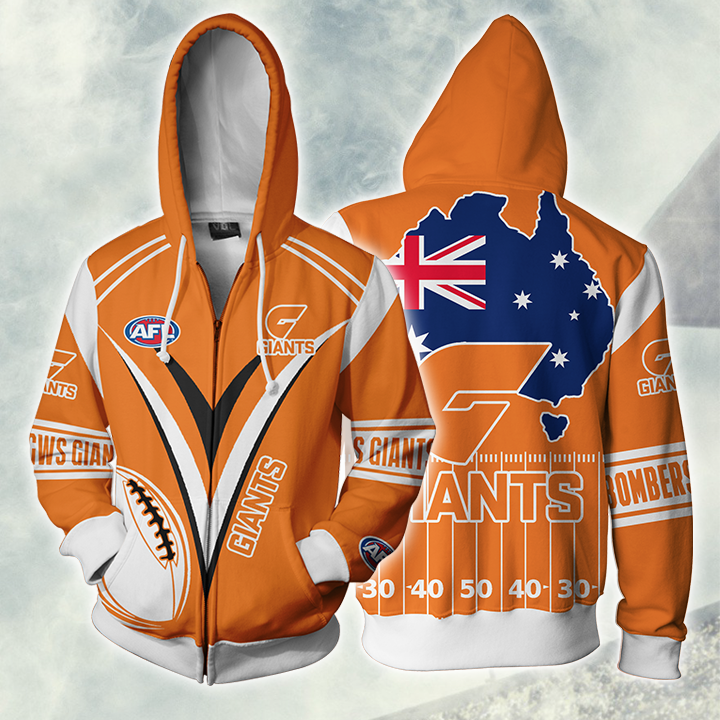 Greater Western Sydney Giants Afl Zip Hoodie Jacket