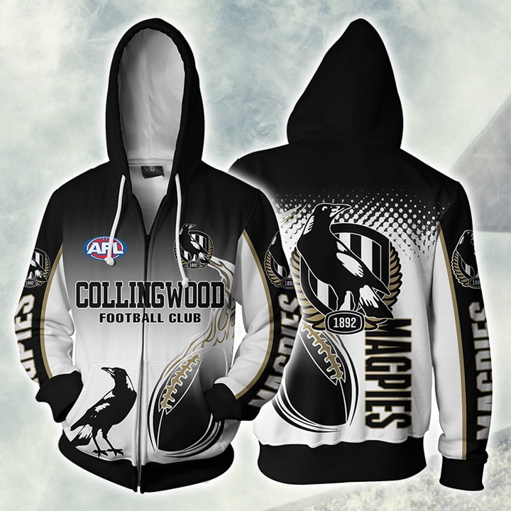 Collingwood Football Club Afl Full Zip Up Hoodie Jacket