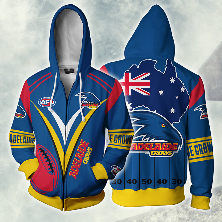 Adelaide Football Club Afl Full Zip Up Hoodie Jacket