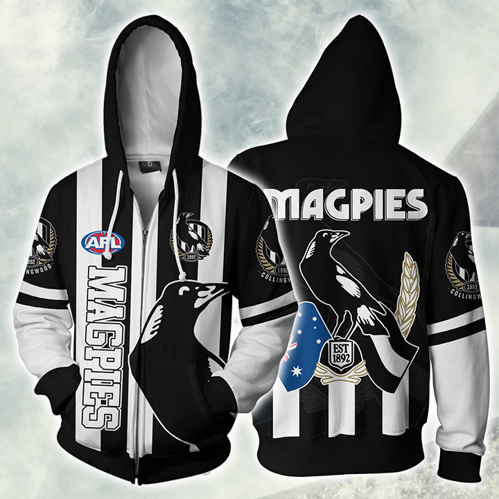 Collingwood Football Club Afl Zip Hoodie Jacket