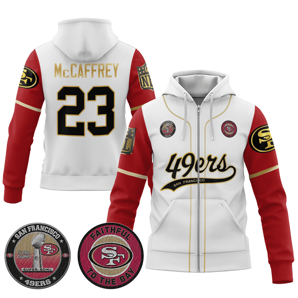 Christian Mccaffrey 23 49Ers Flex Base Gold Zip Hoodie Color