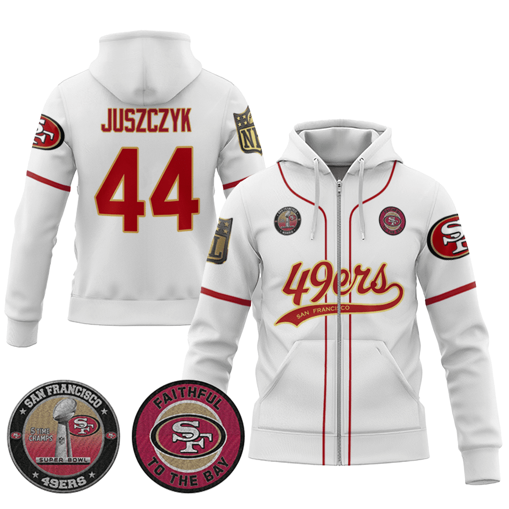 Kyle Juszczyk 44 49Ers Flex Base Gold Zip Hoodie White