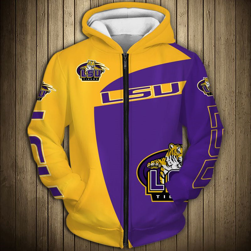 Lsu Tigers Zip Up Hoodie 3D For Men Women