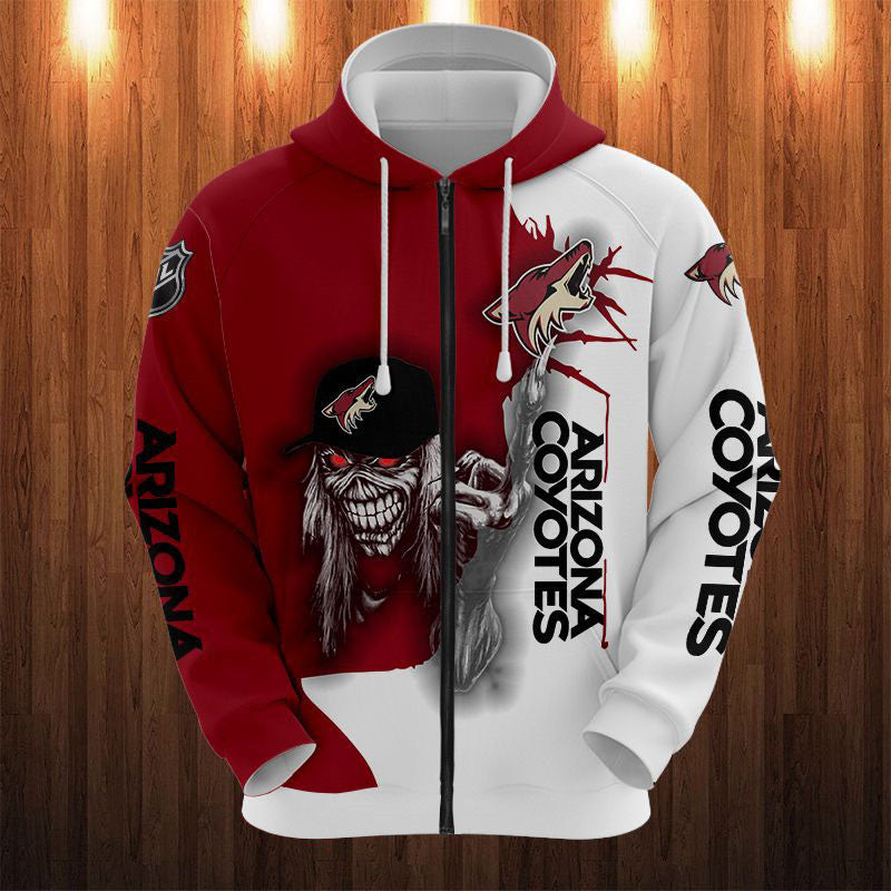 Iron Maiden Arizona Coyotes Zip Up Hoodies Pullover Hoodies