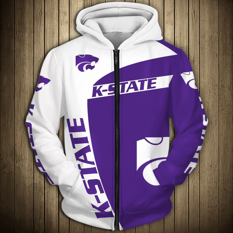 Kansas State Wildcats Zip Up Hoodie 3D For Men Women