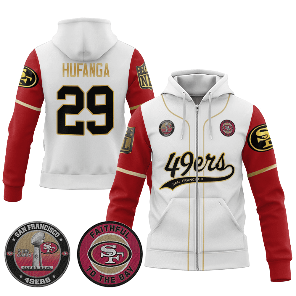 Talanoa Hufanga 29 49Ers Flex Base Gold Zip Hoodie Color