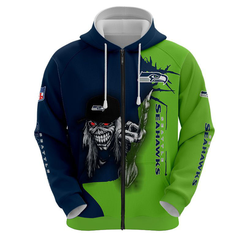Iron Maiden Seattle Seahawks Zip Up Hoodies Pullover Hoodies