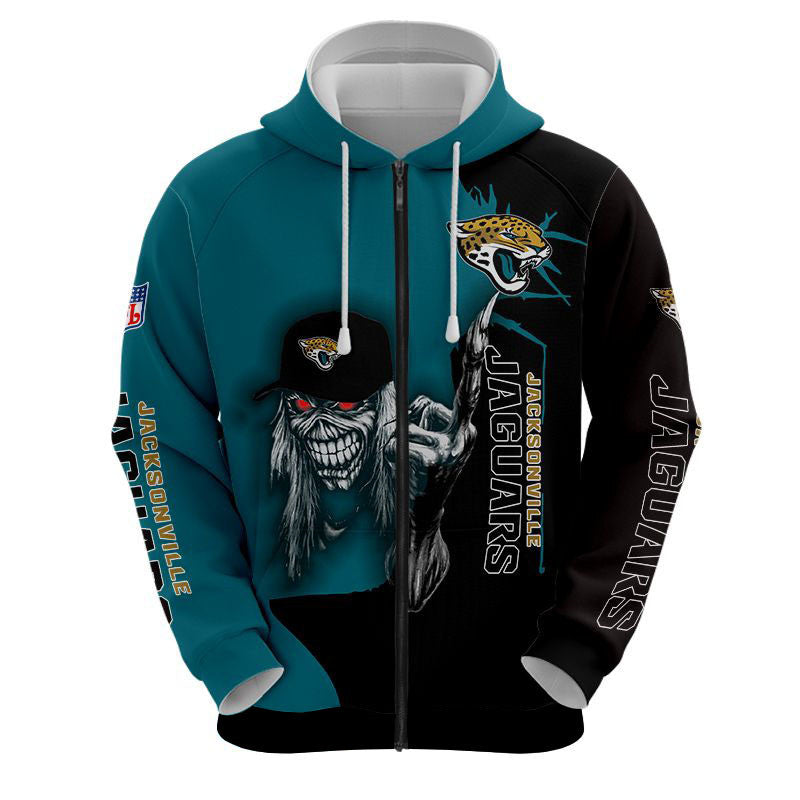 Iron Maiden Jacksonville Jaguars Zip Up Hoodies Pullover Hoodies