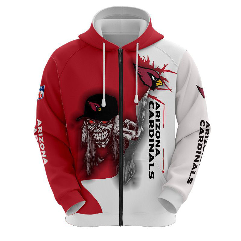 Iron Maiden Arizona Cardinals Zip Up Hoodies Pullover Hoodies