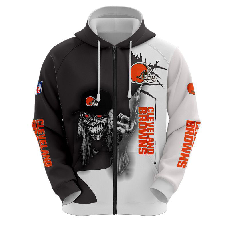 Iron Maiden Cleveland Browns Zip Up Hoodies Pullover Hoodies