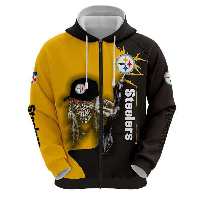 Iron Maiden Pittsburgh Steelers Zip Up Hoodies Pullover Hoodies
