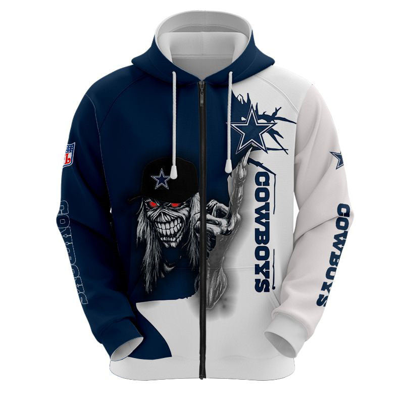 Iron Maiden Dallas Cowboys Zip Up Hoodies Pullover Hoodies