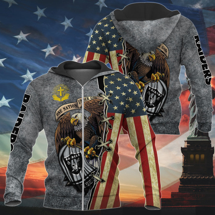 One Nation Under God Las Vegas Raiders Hoodie Full Zip Hoodies