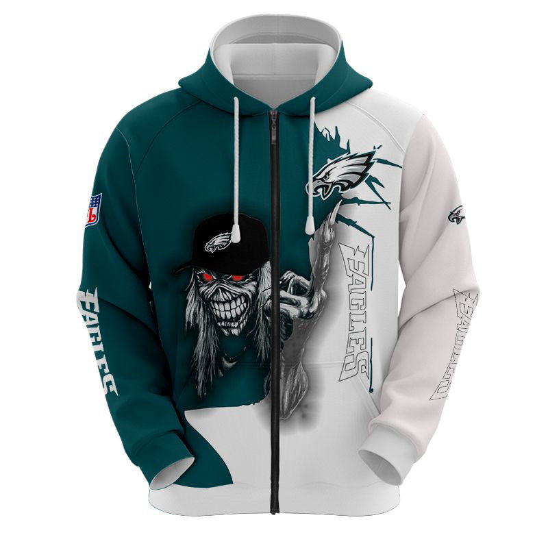 Iron Maiden Philadelphia Eagles Zip Up Hoodies Pullover Hoodies