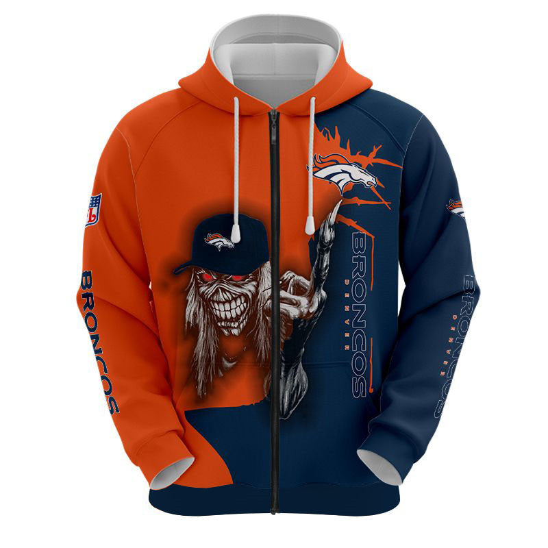 Iron Maiden Denver Broncos Zip Up Hoodies Pullover Hoodies