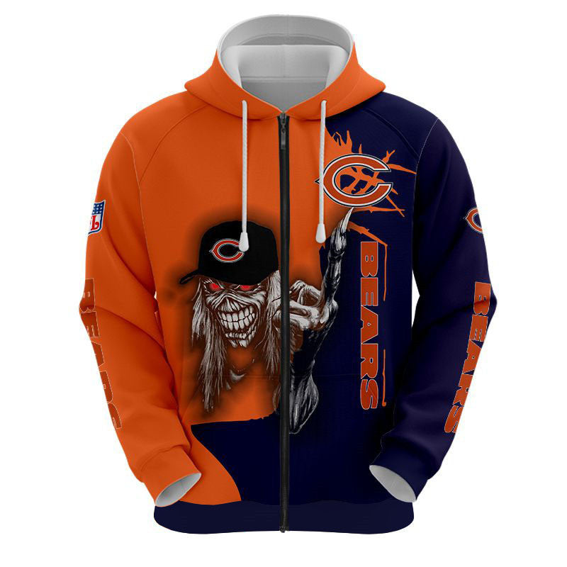 Iron Maiden Chicago Bears Zip Up Hoodies Pullover Hoodies