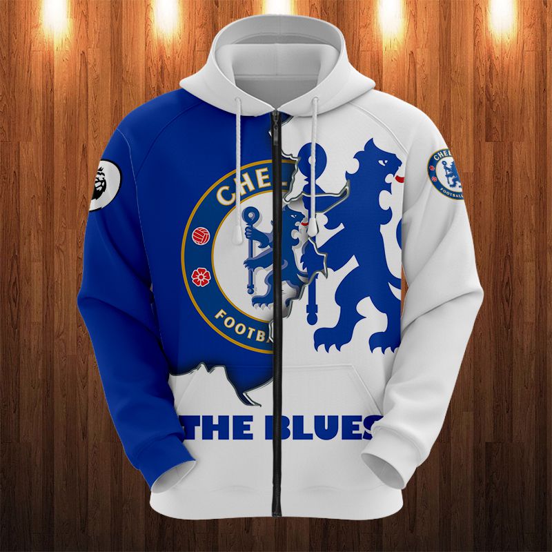Chelsea Fc The Blues Zip Up Hoodie For Fans