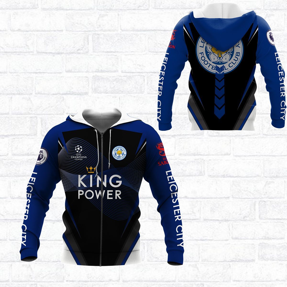 Leicester City Fc Dark Blue Black King Power Zip Up Hoodie
