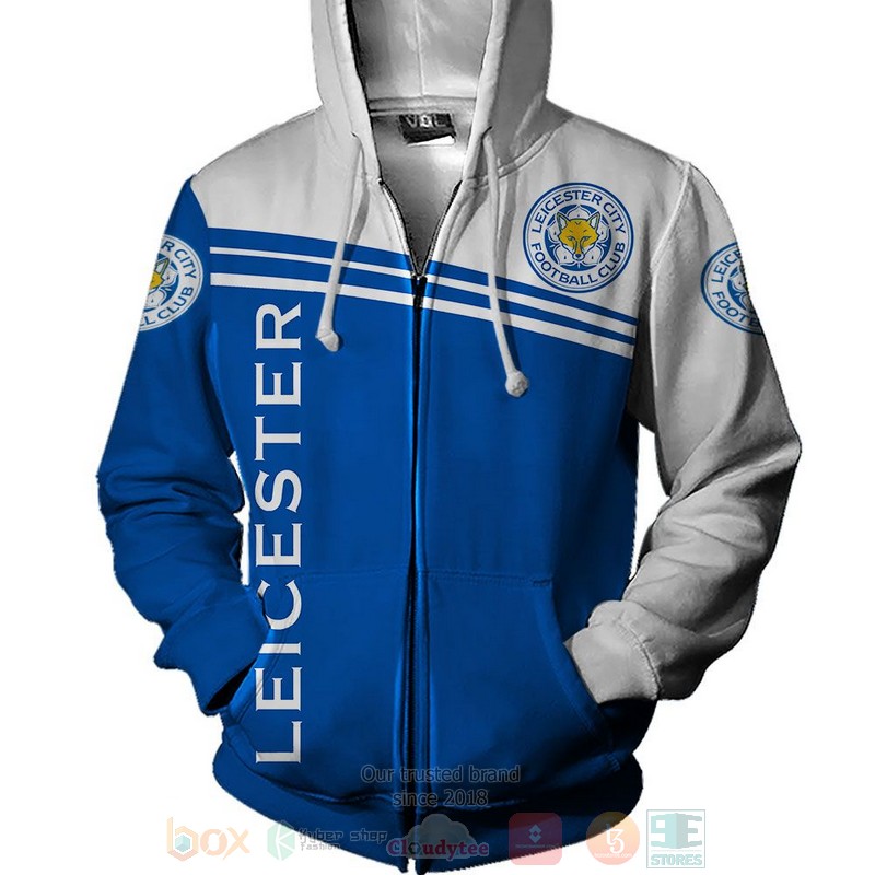 Leicester City Fc White Blue Zip Up Hoodie