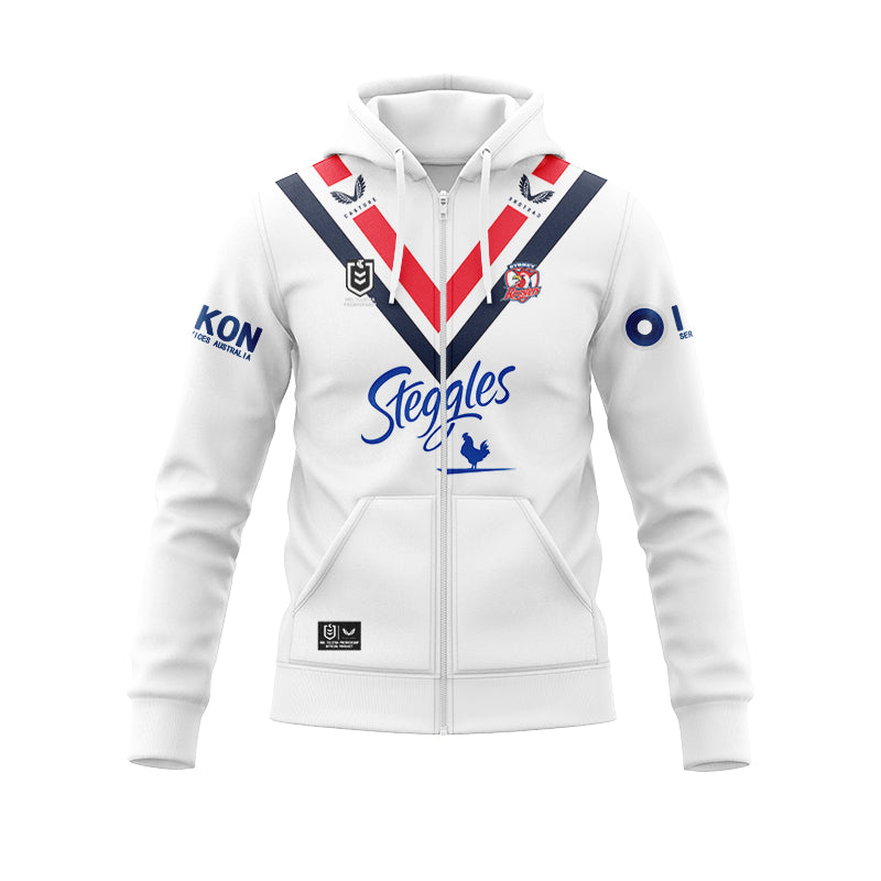 Nrl Sydney Roosters Custom Name Number Away Jersey Zip Up Hoodie