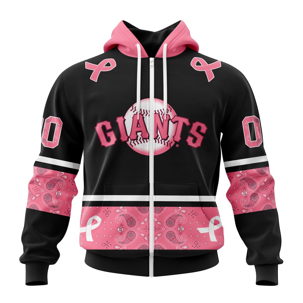 San Francisco Giants Specialized Design In Classic Style With Paisley In October We Wear Pink Breast Cancer Zip Hoodie