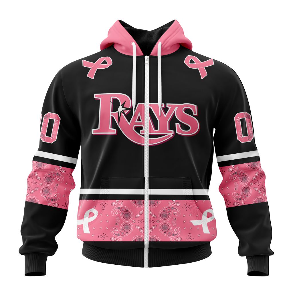 Tampa Bay Rays Specialized Design In Classic Style With Paisley In October We Wear Pink Breast Cancer Zip Hoodie