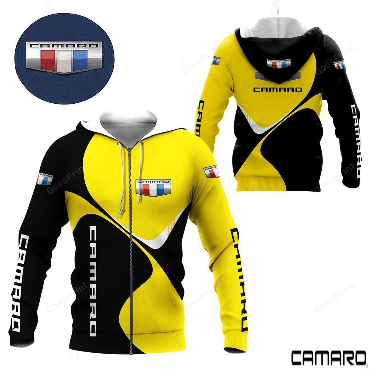 Chevrolet Camaro Yellow Zip Up Hoodie