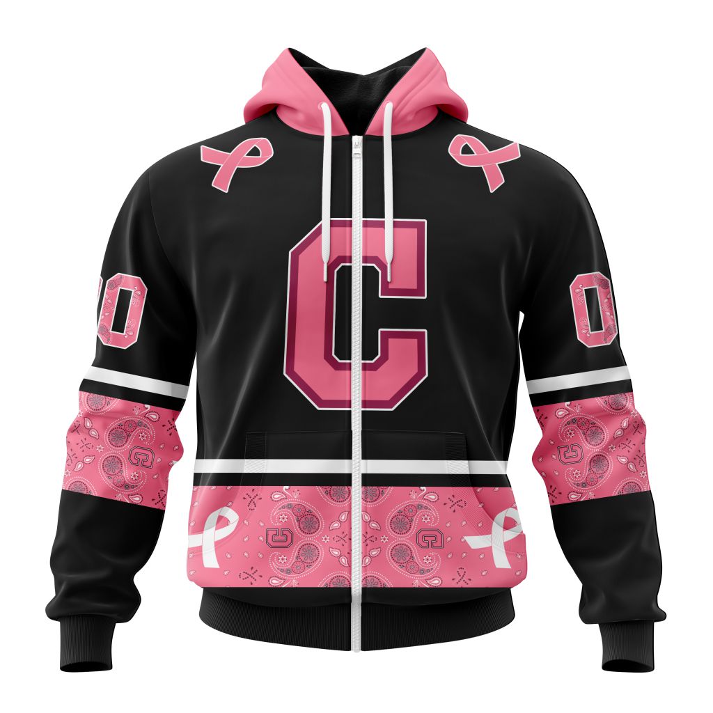Cleveland Guardians Specialized Design In Classic Style With Paisley In October We Wear Pink Breast Cancer Zip Hoodie