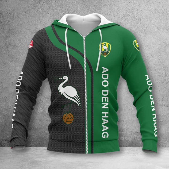 Ado Den Haag Black Green Zip Up Hoodie For Men Women Fans