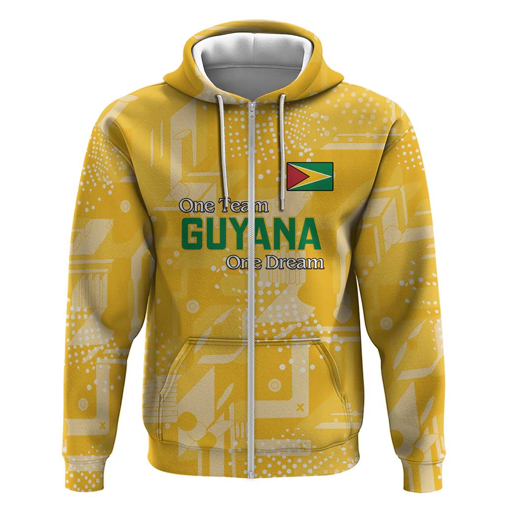 Custom Guyana Football Zip Hoodie One Team One Game Yellow Version