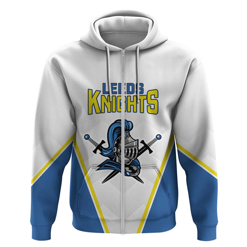 Custom West Knights Of Yorkshire Zip Hoodie Skate Hard Hit Harder White Version