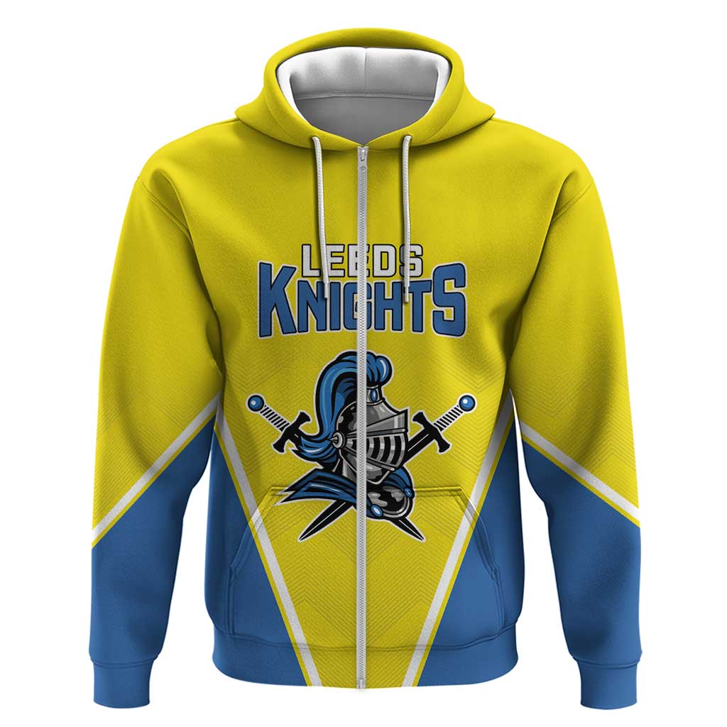 Custom West Knights Of Yorkshire Zip Hoodie Skate Hard Hit Harder Yellow Version
