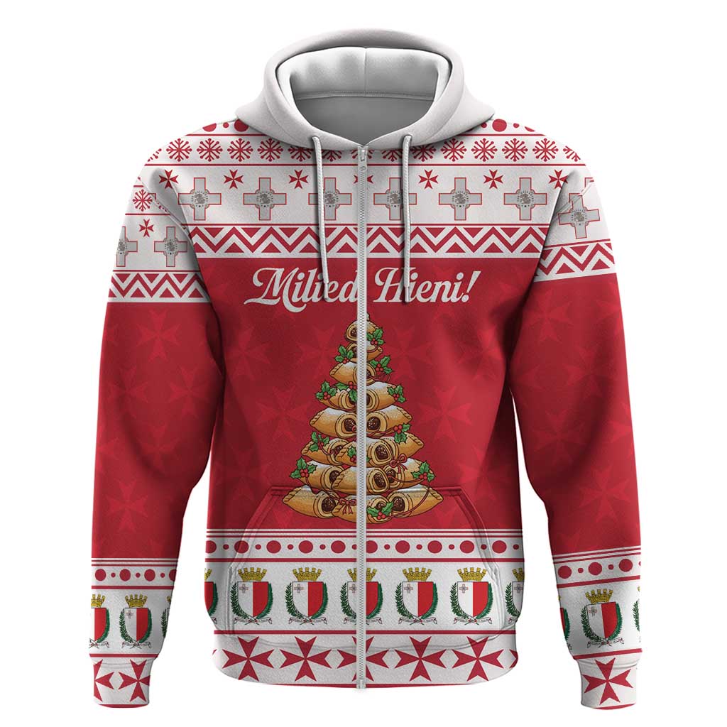 Traditional Maltese Imqaret Pastry Zip Hoodie Malta Imqaret Christmas Tree