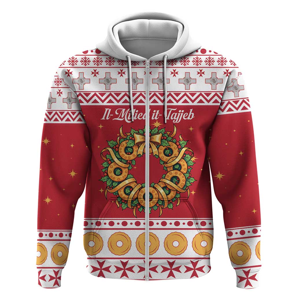 Malta Christmas Zip Hoodie Maltese Honey Rings