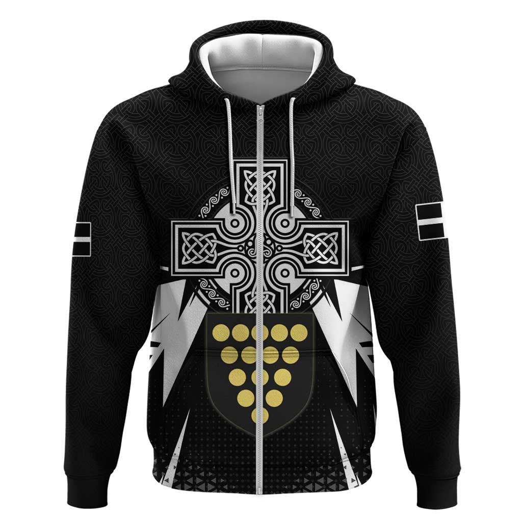 Cornwall Celtic Cross Zip Hoodie Coat Of Arms With Celtic Pattern