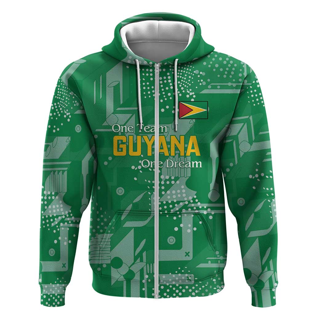 Custom Guyana Football Zip Hoodie One Team One Game Green Version
