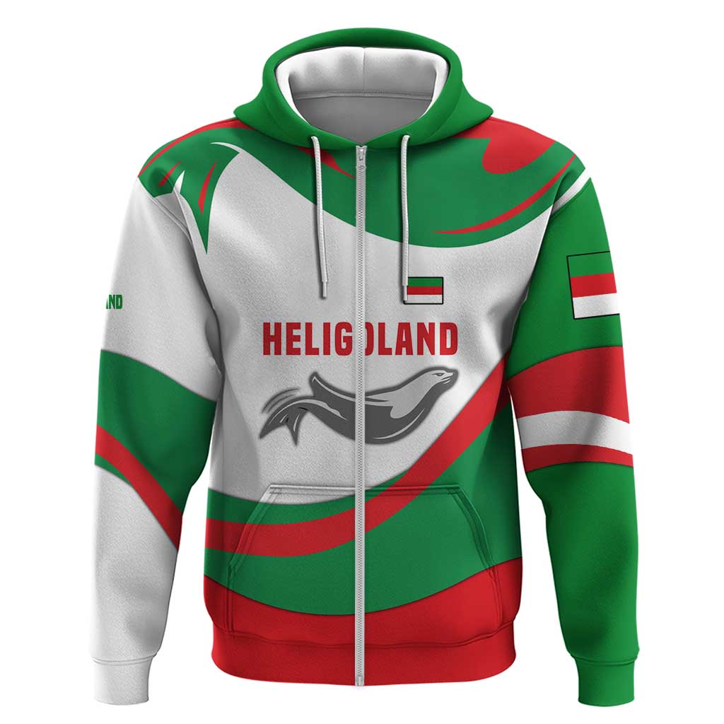 Germany Heligoland Zip Hoodie With Seal Graphic And Red Green Wave Nature